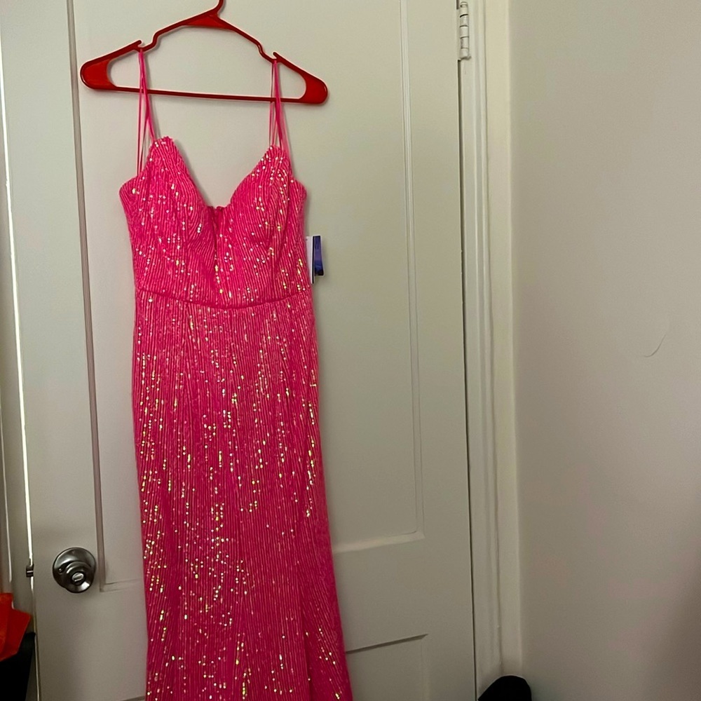 NWT nightway neon pink strapless dress size: 8